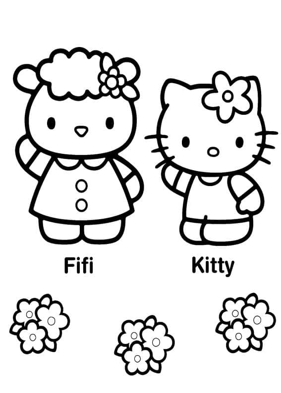 Hello Kitty et Fifi coloring page