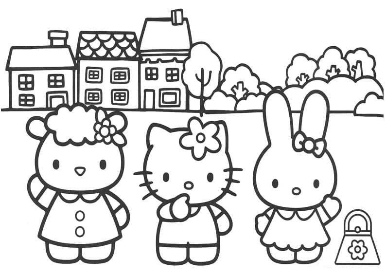 Coloriage Hello Kitty et Ses Amis