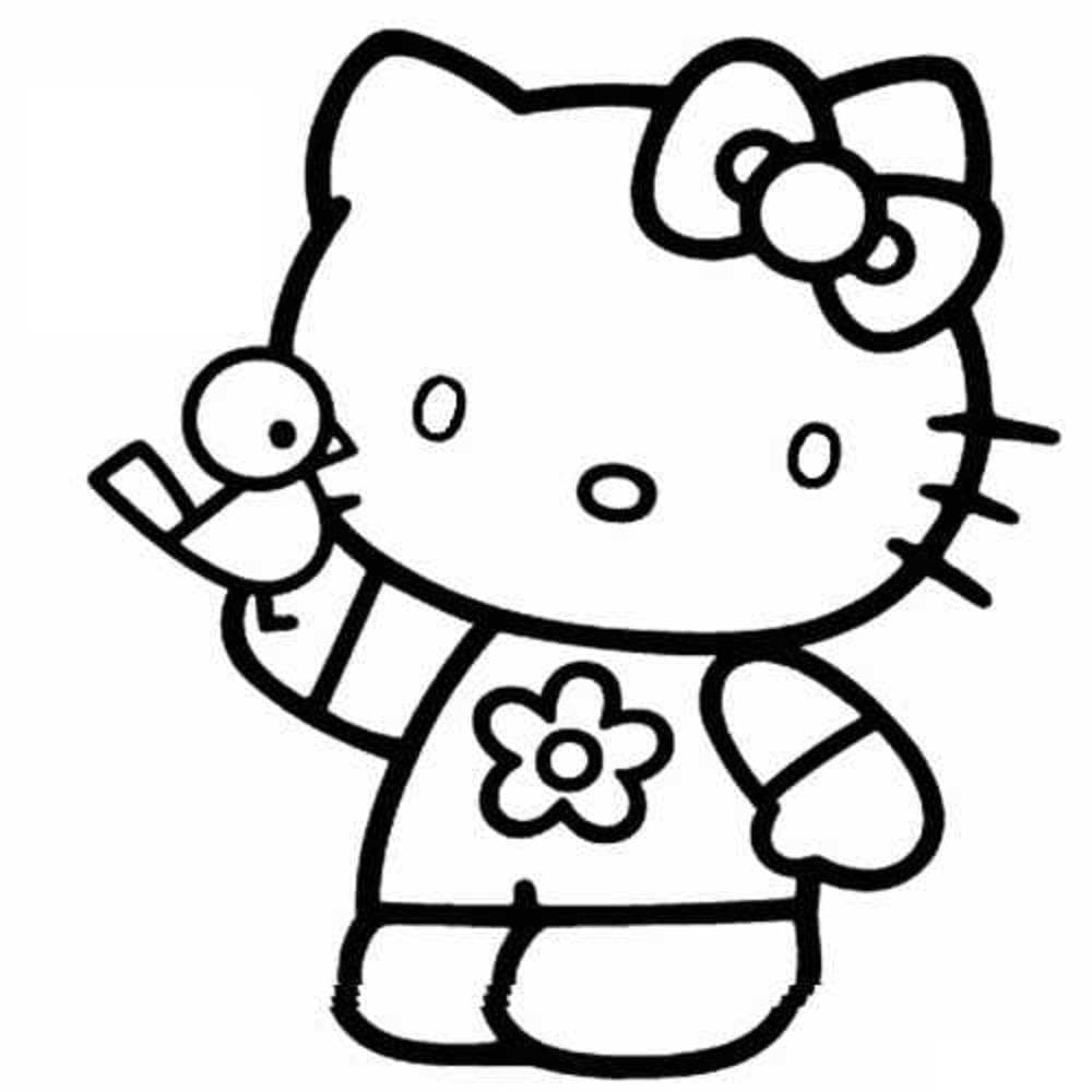 Hello Kitty et un Oiseau coloring page