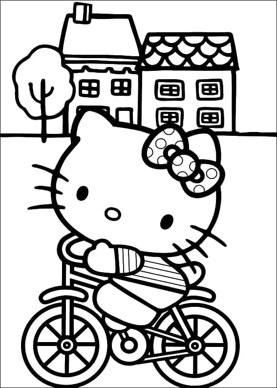 Coloriage Hello Kitty Fait Du Vélo