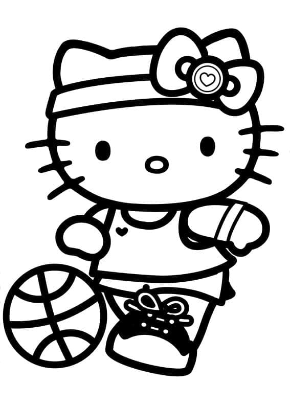 Coloriage Hello Kitty Joue au Basket