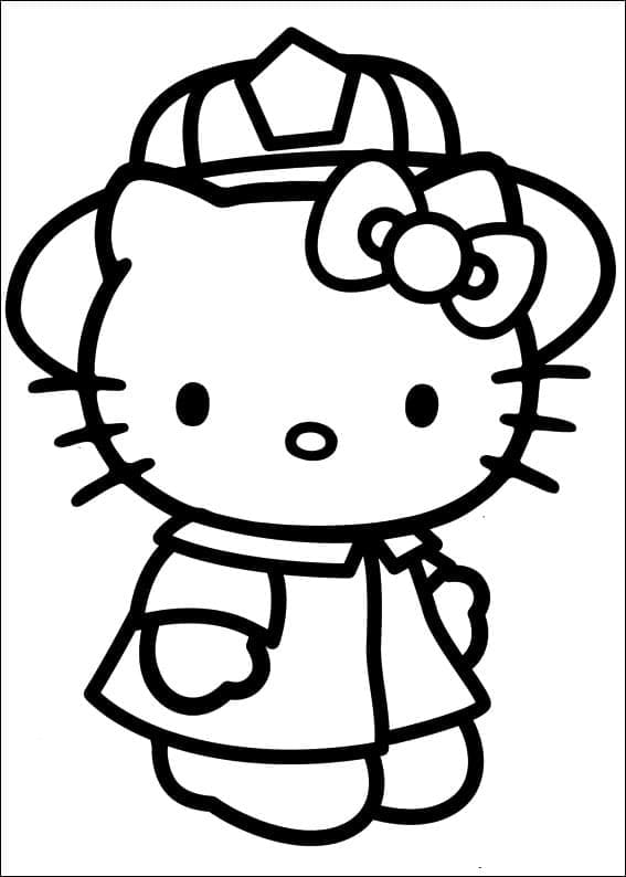 Hello Kitty le Pompier coloring page