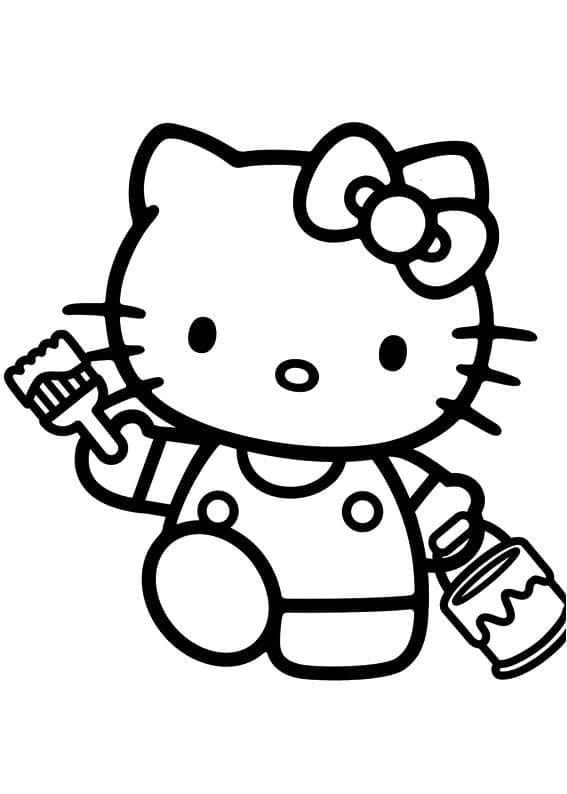 Hello Kitty Peintre coloring page