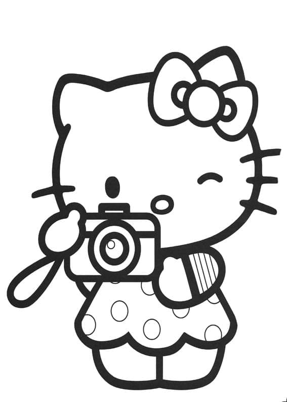 Coloriage Hello Kitty Photographe
