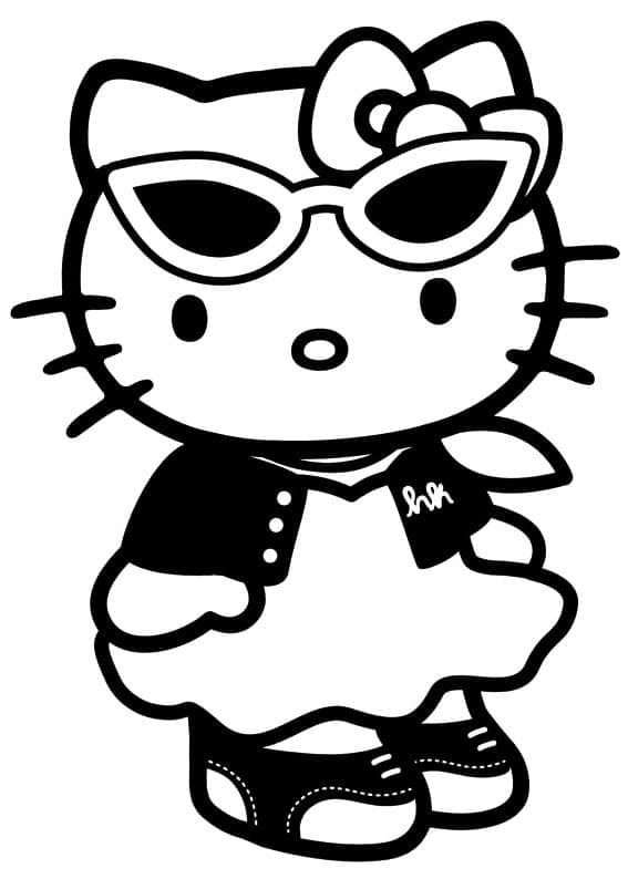 Hello Kitty Rockeuse coloring page