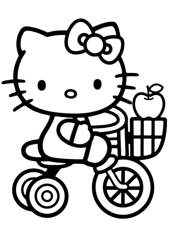 Coloriage Hello Kitty Sur Tricycle