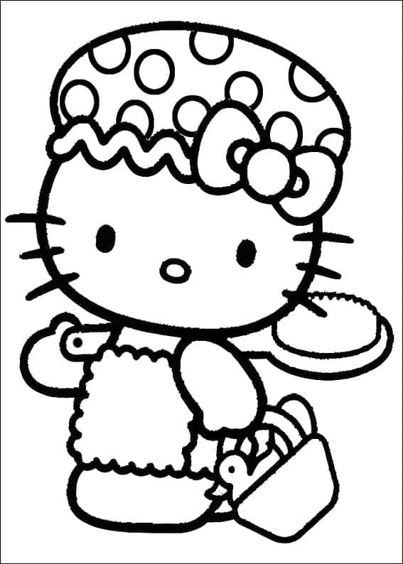 Coloriage Hello Kitty Va Au Bain