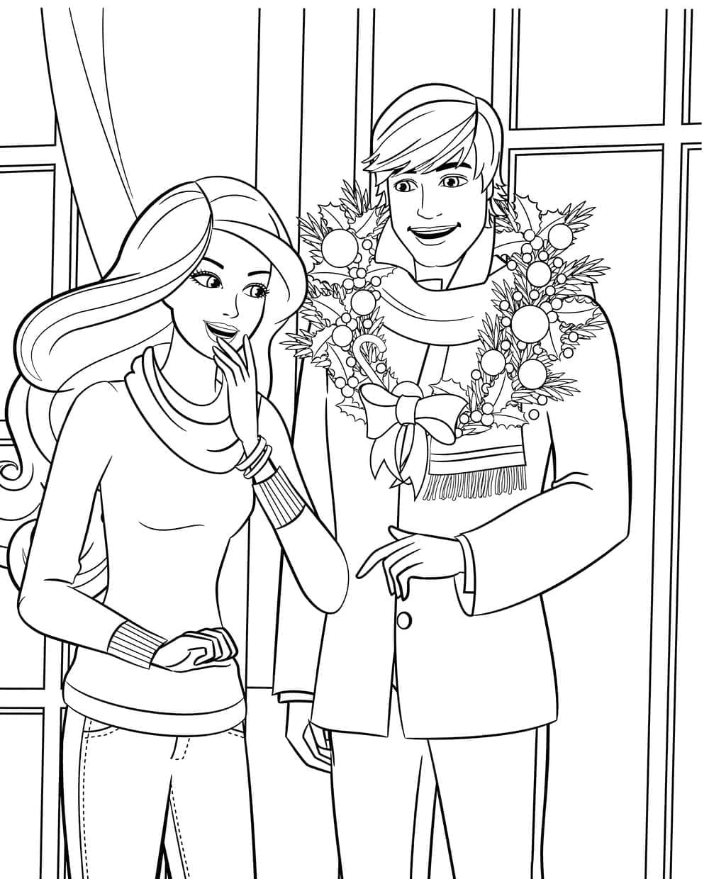 Ken avec Barbie coloring page