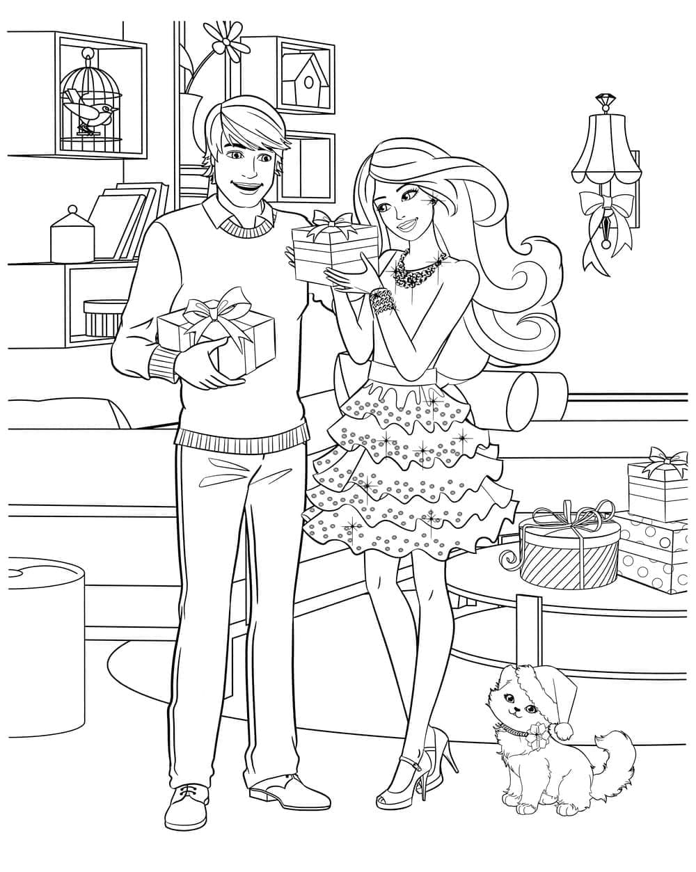 Coloriage Ken et Barbie