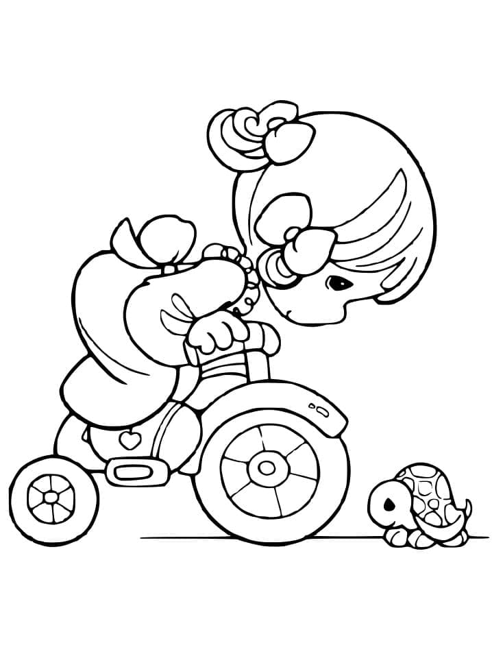 La Petite Fille Fait du Tricycle coloring page