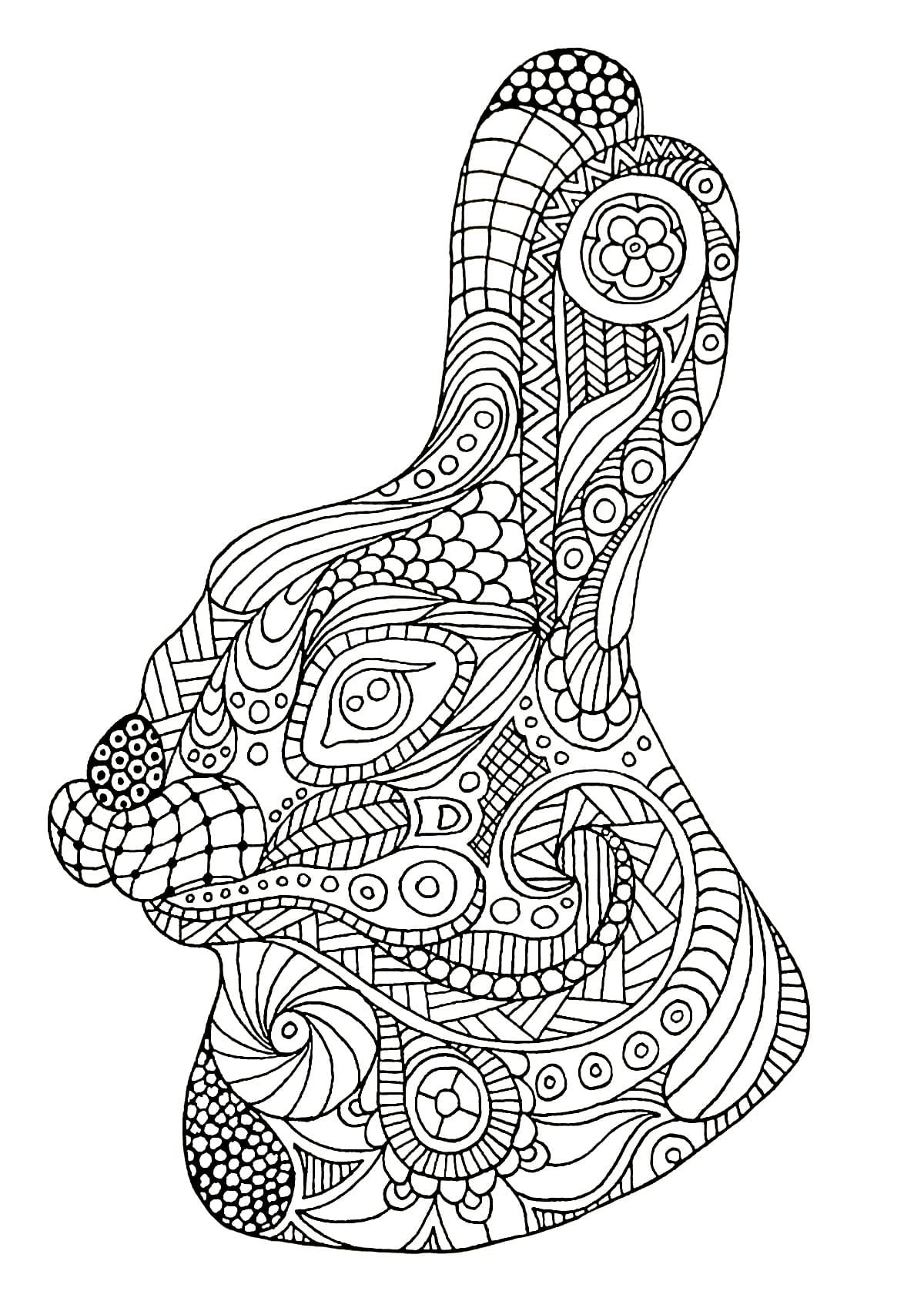 Lapin Zentangle coloring page