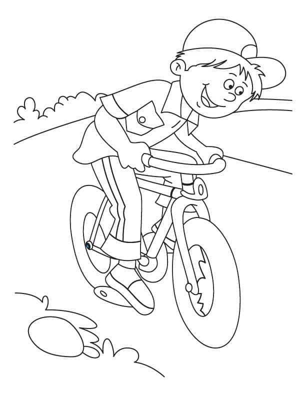 Le Garçon Heureux Fait du Vélo coloring page