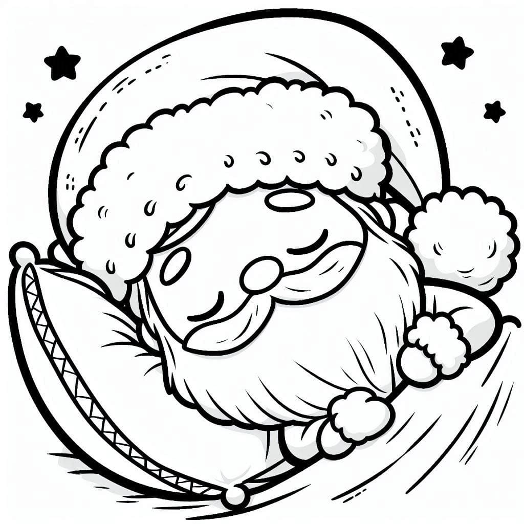 Coloriage Le Père Noël dort