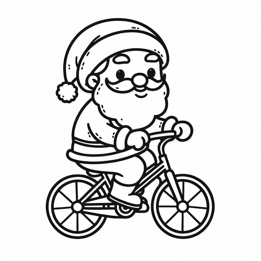 Coloriage Le Père Noël fait du vélo