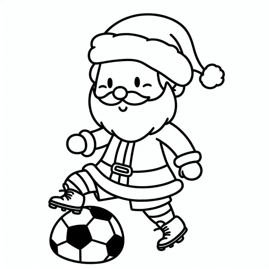 Coloriage Le Père Noël joue au football