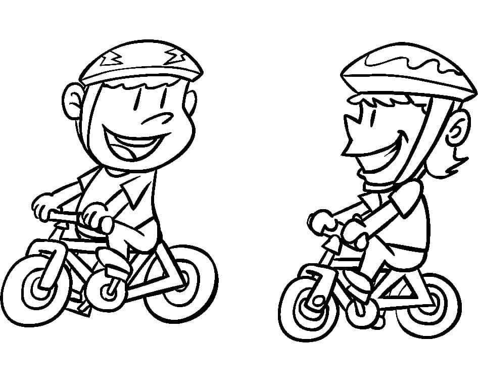 Les Enfants Font du Vélo coloring page