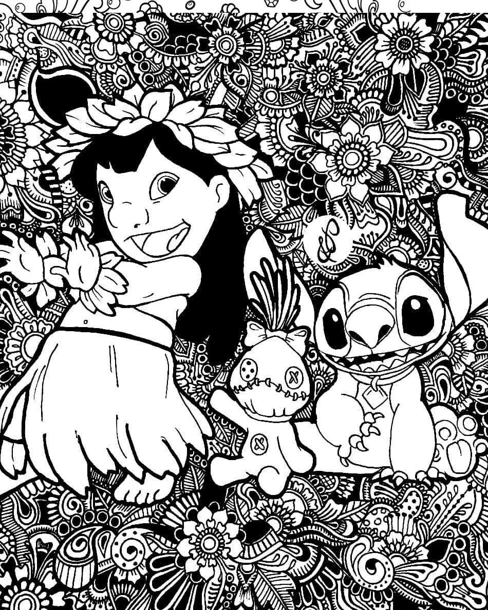 Coloriage Lilo et Stitch Mandala Disney
