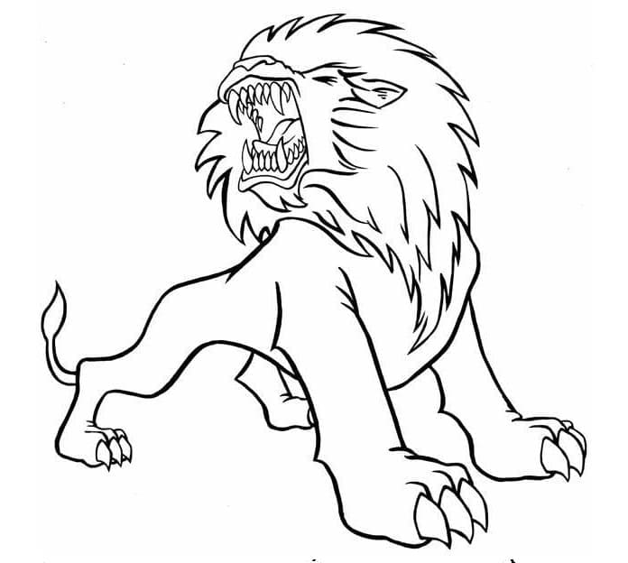 Lion En Colère coloring page