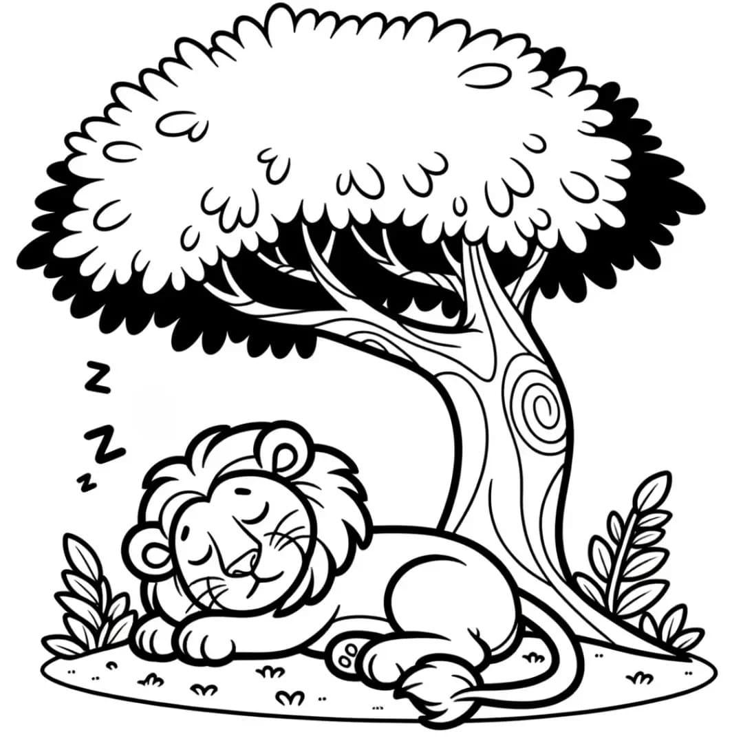 Lion Endormi coloring page