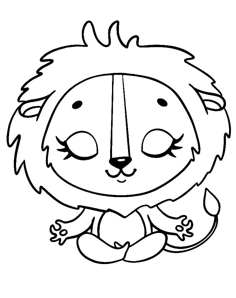 Lion faisant du yoga coloring page