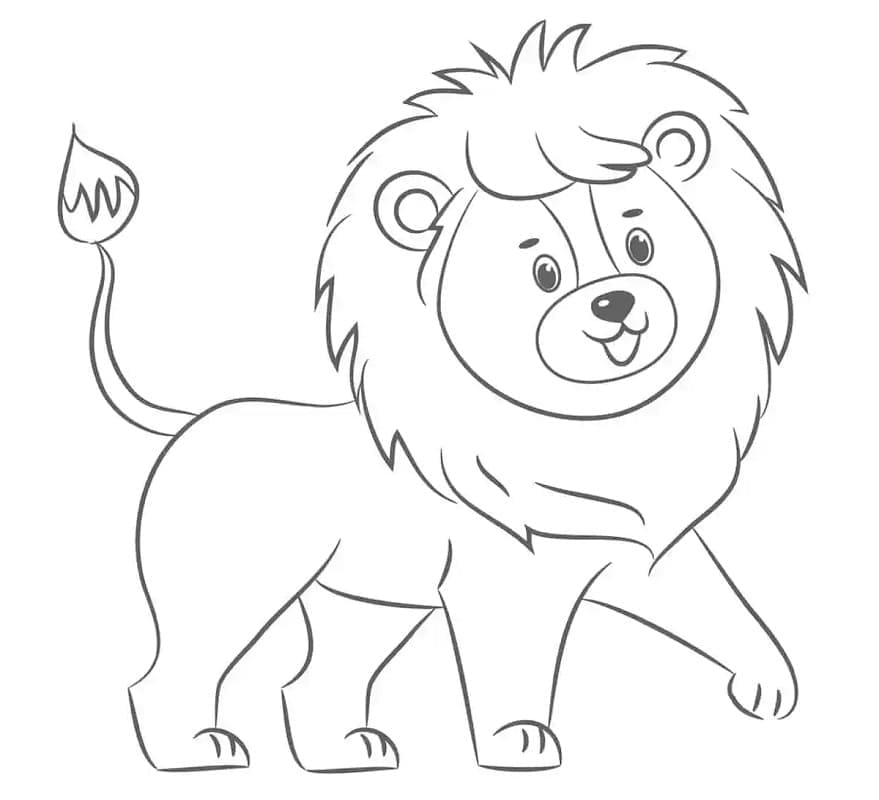 Lion Heureux coloring page