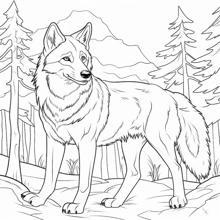 Loup dans la Forêt coloring page