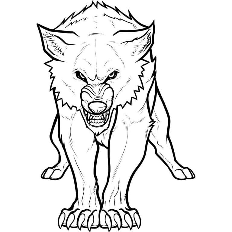 Loup en Colère coloring page
