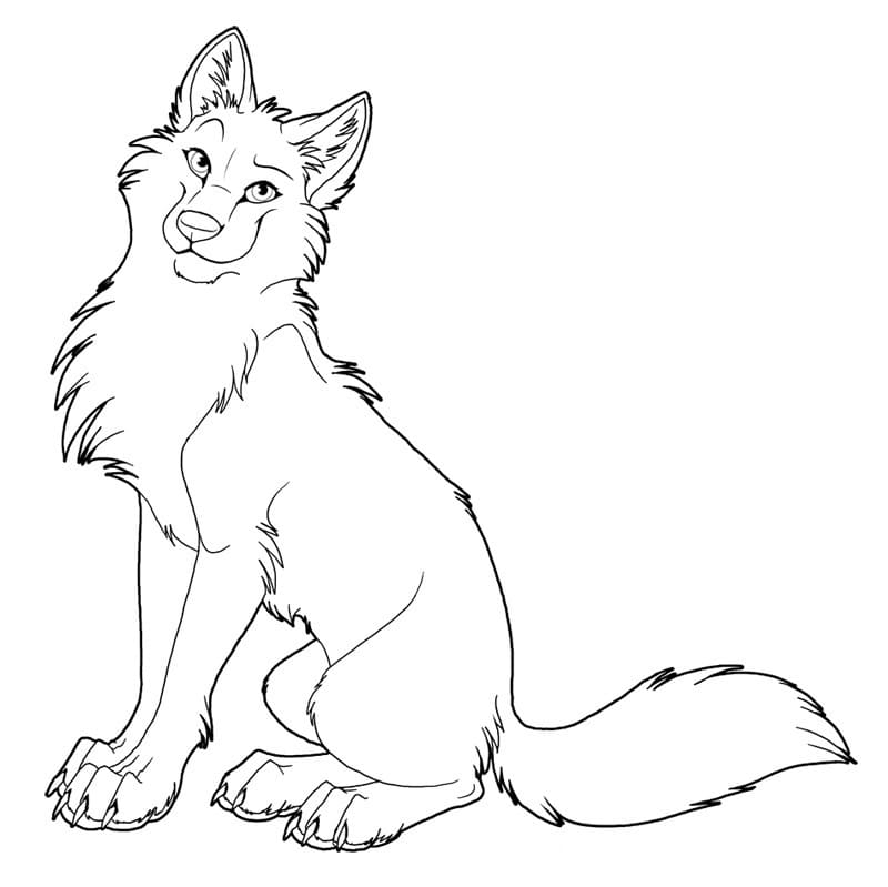 Loup Heureux coloring page