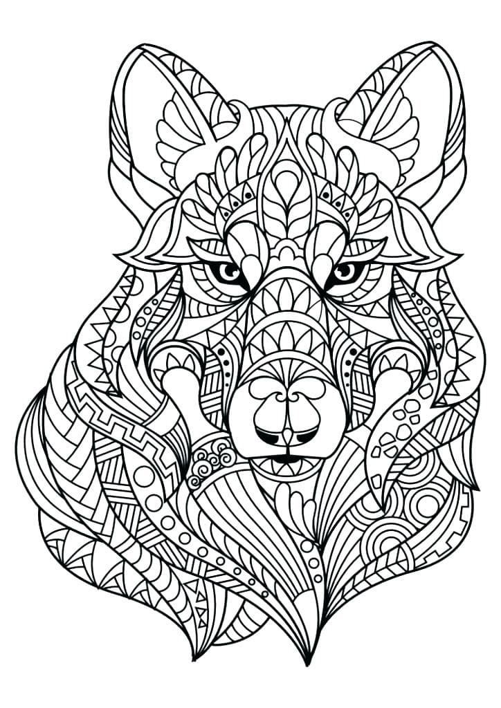 Loup Mandala Animaux coloring page
