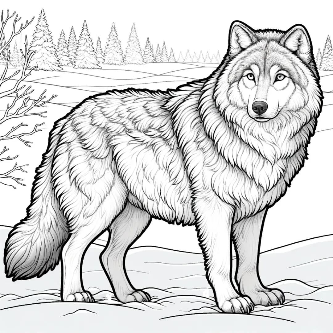 Coloriage Loup Réaliste