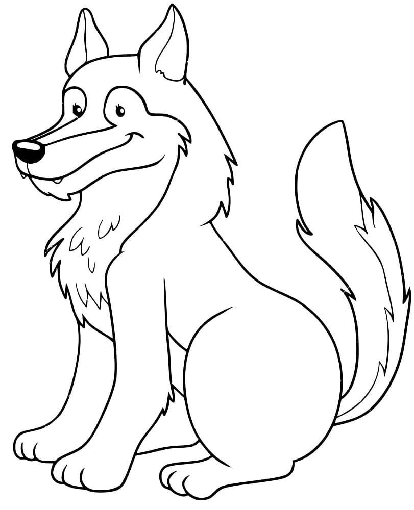 Coloriage Loup Souriant
