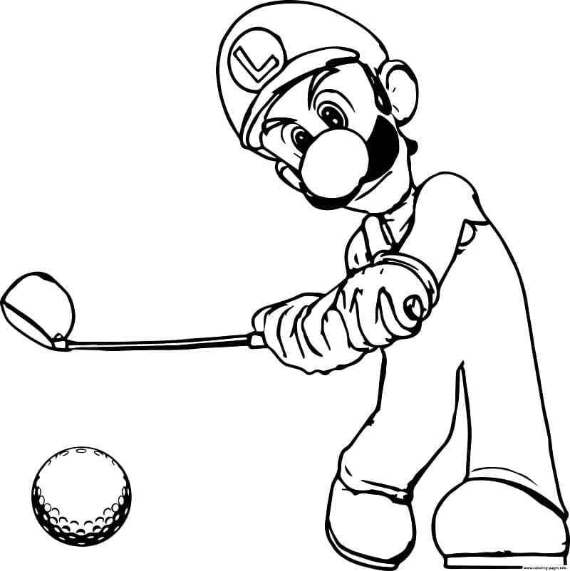 Coloriage Luigi Joue au Golf