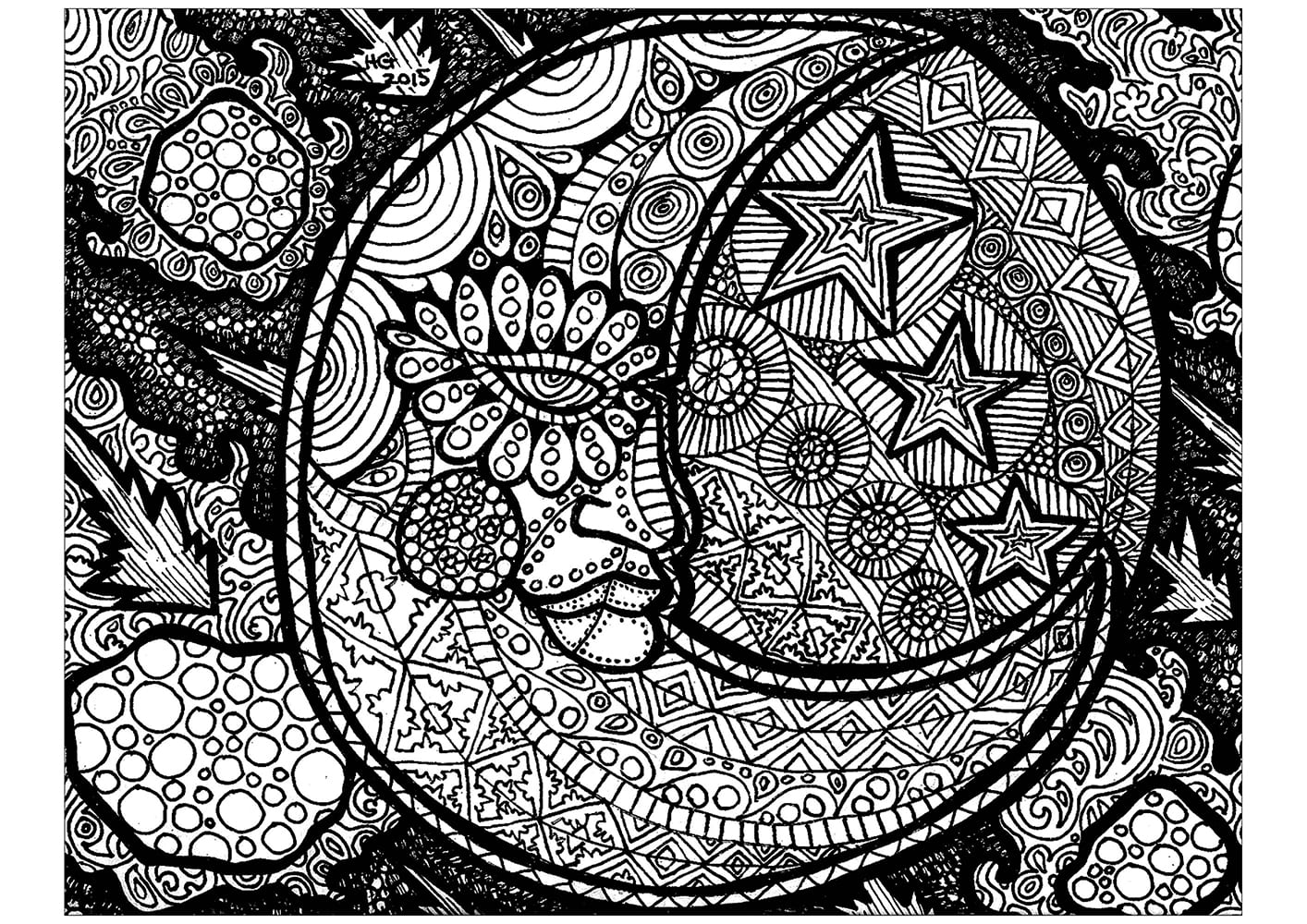 Lune Zentangle coloring page