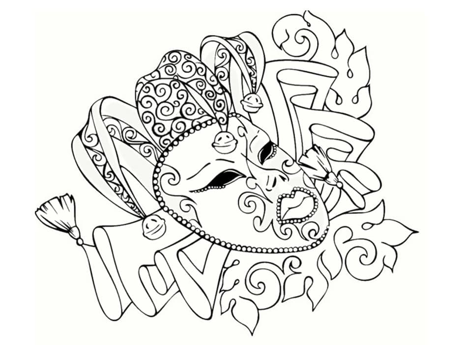 Magnifique Masque de Carnaval Traditionnel coloring page