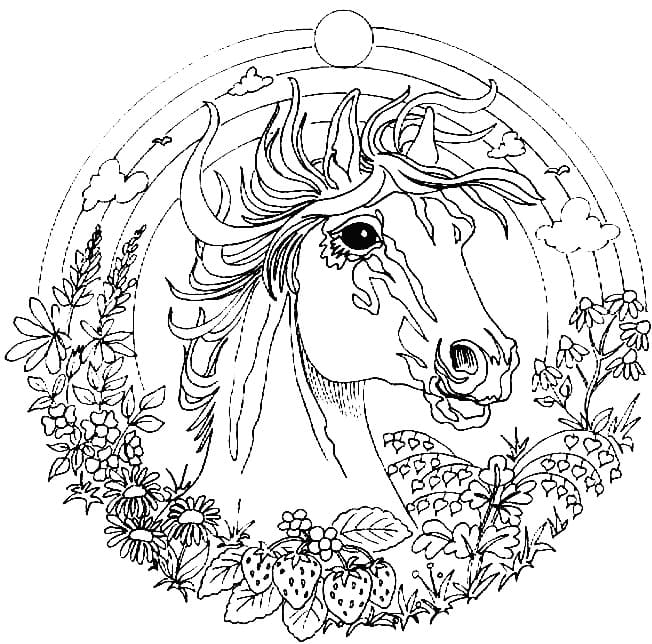 Mandala Animaux Cheval coloring page