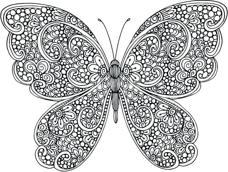 Mandala Animaux Papillon coloring page