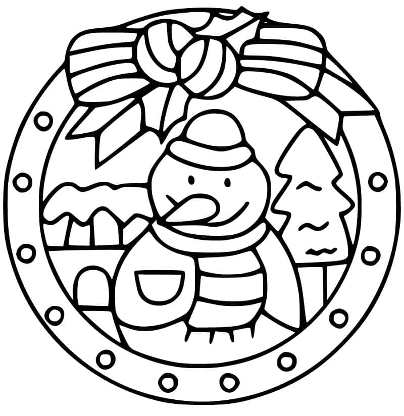 Mandala de Noël avec Bonhomme de Neige coloring page