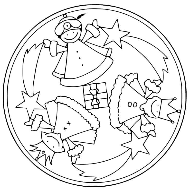 Mandala de Noël avec des Anges coloring page