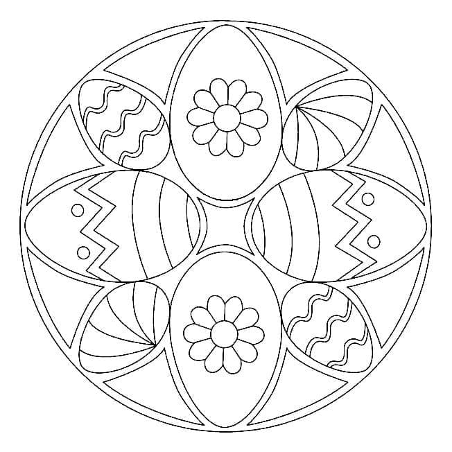 Coloriage Mandala de Pâques avec Des Oeufs de Pâques