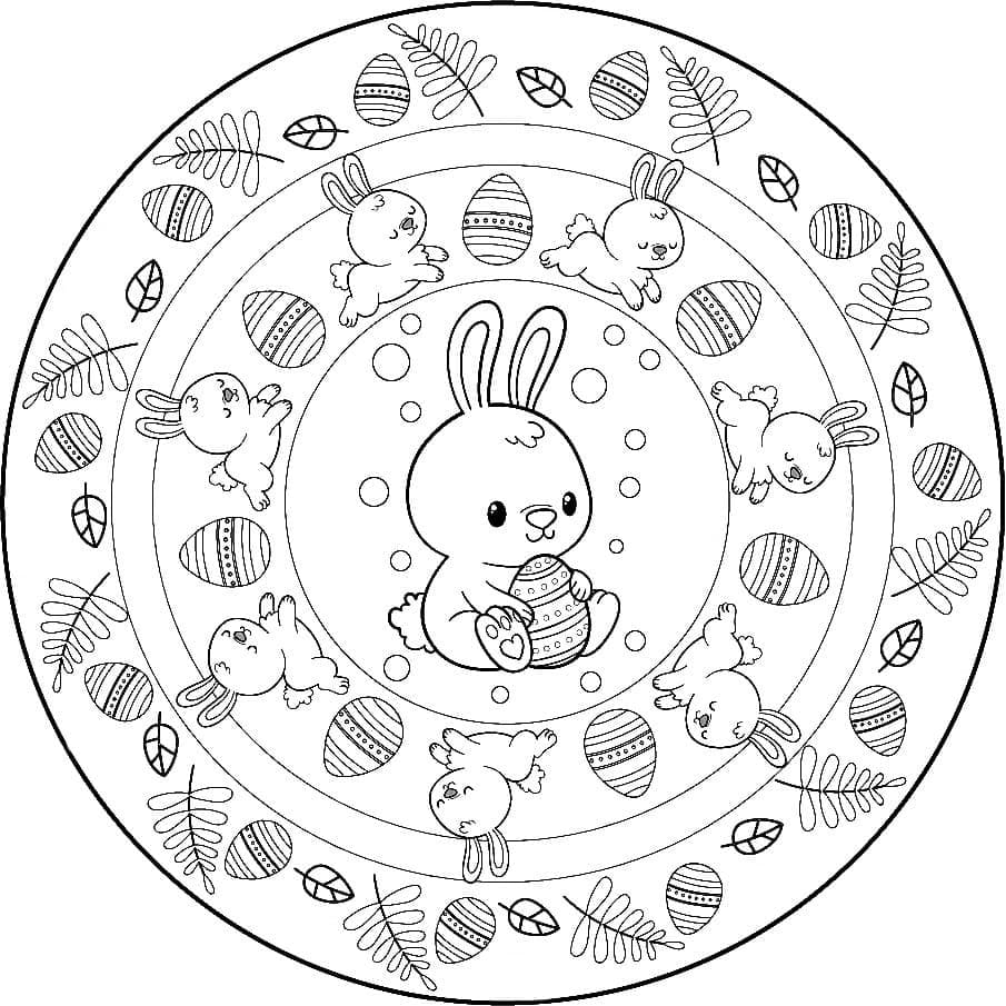 Mandala de Pâques avec Lapin Mignon coloring page