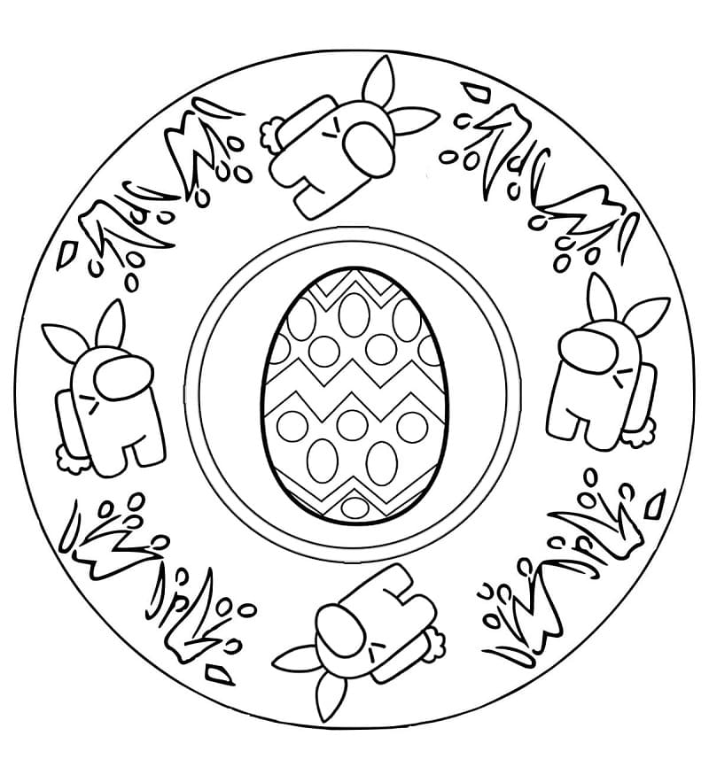 Coloriage Mandala de Pâques avec Oeuf de Pâques