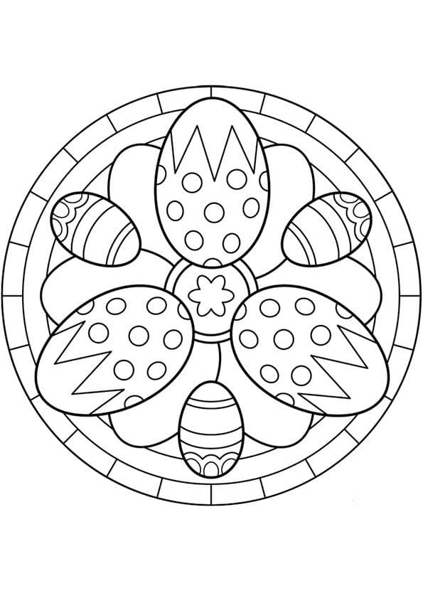 Coloriage Mandala d'oeufs de Pâques