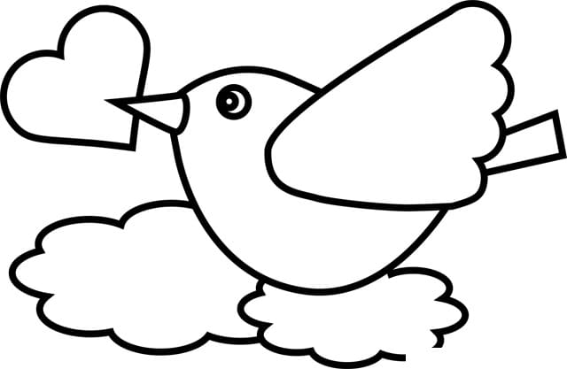 Oiseau avec Un Coeur coloring page