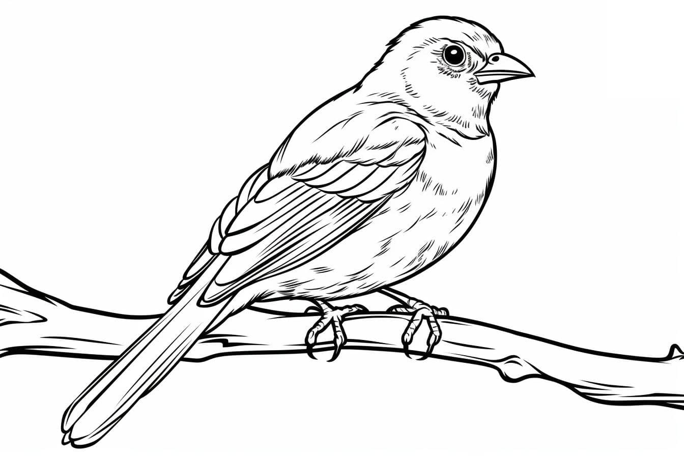 Coloriage Oiseau dans l'arbre