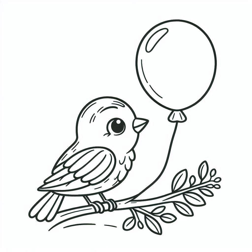 Oiseau et ballon coloring page