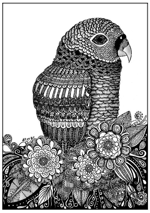 Oiseau Zentangle coloring page