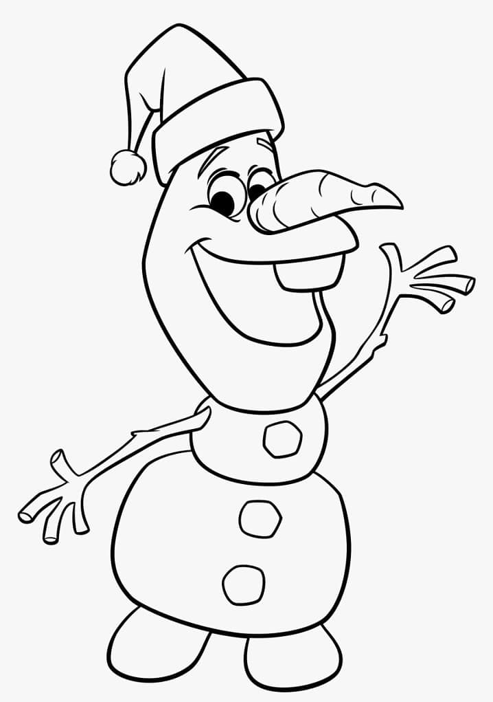 Coloriage Olaf avec Bonnet de Noel
