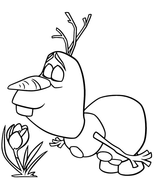 Olaf avec Fleur coloring page