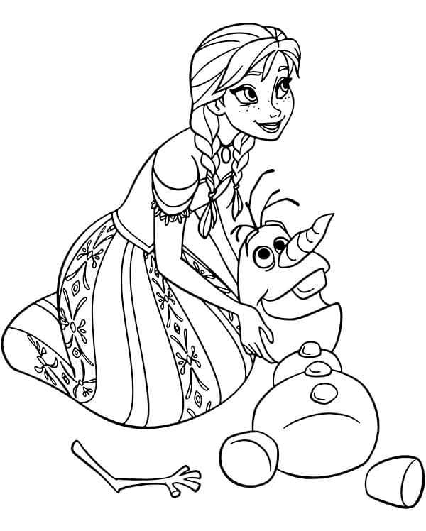 Coloriage Olaf et Anna