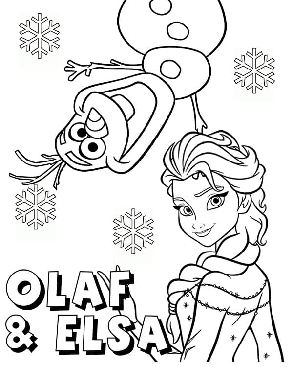 Coloriage Olaf et Elsa